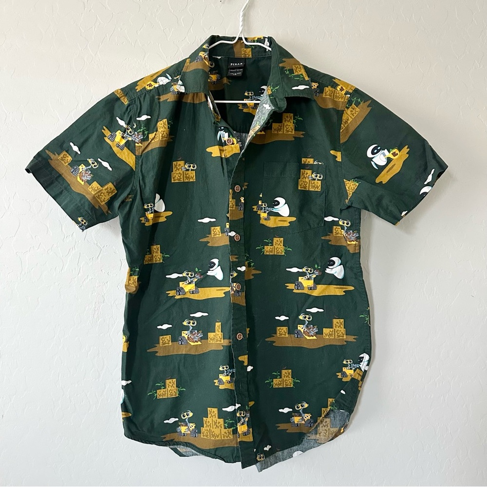 Disney Pixar Wall-e & Eve Green Short Sleeve Shirt Men’s xs
